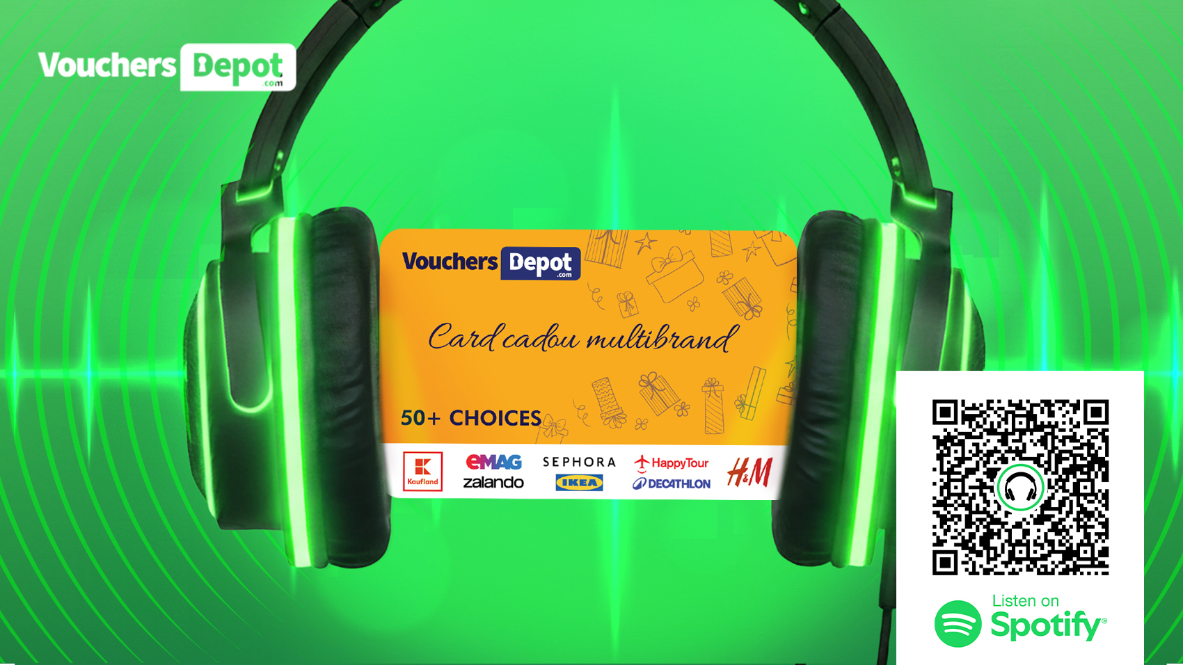 Vouchers Depot Podcast Channel on Spotify – AI-generated stories about gifts, rewards, and the Multibrand Gift Card