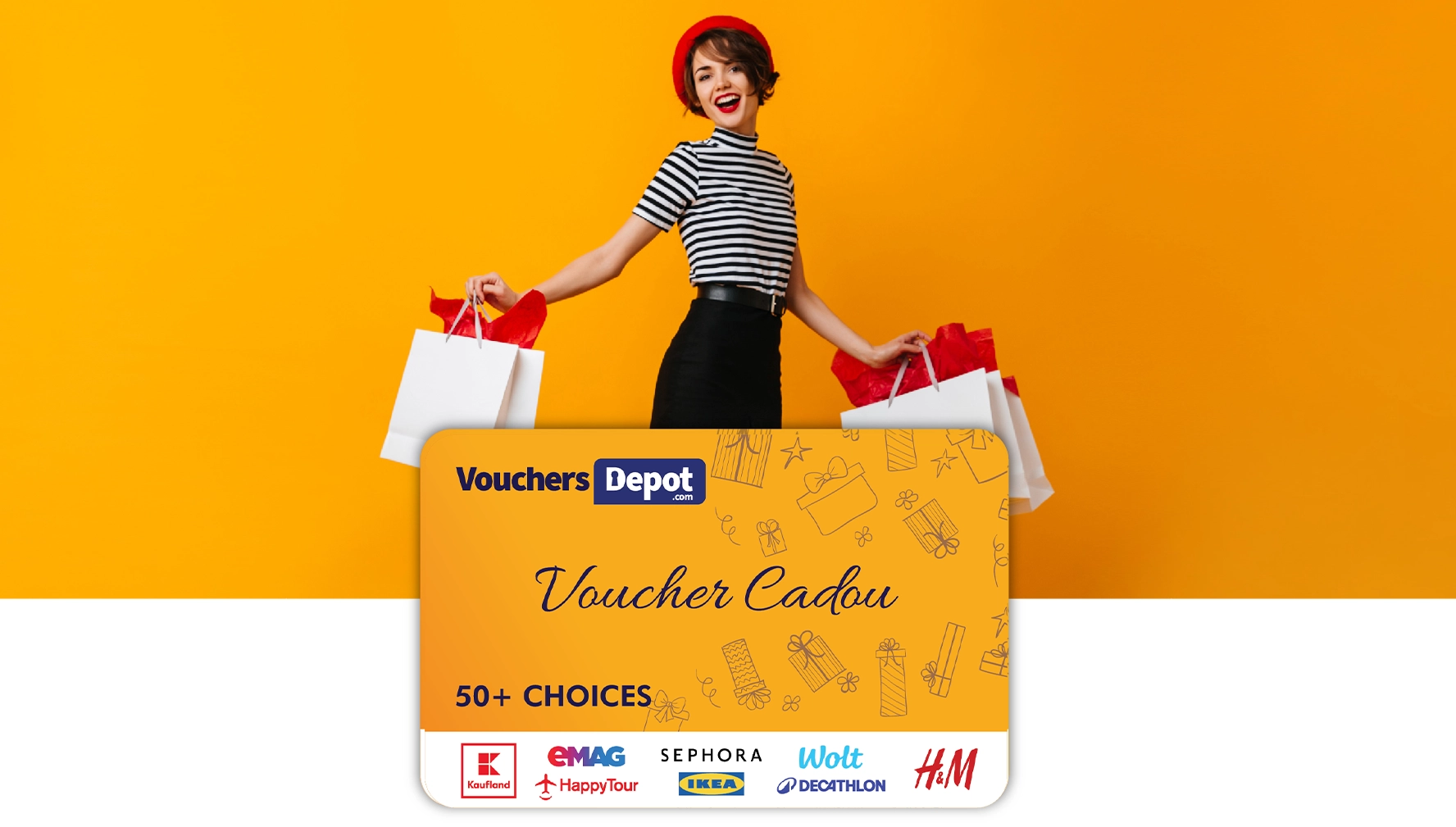 girl does shopping with gift voucher